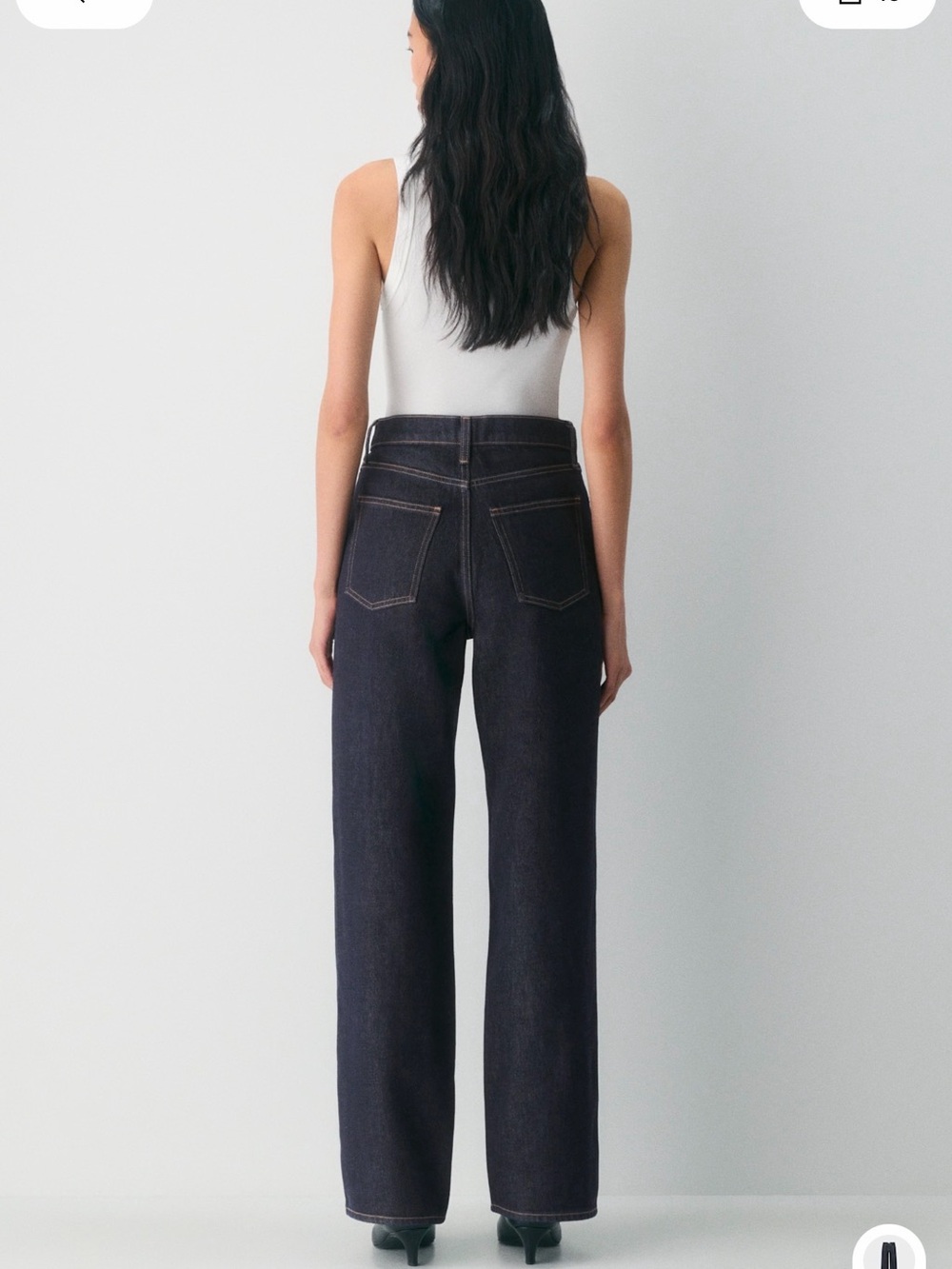 NWT Denim Forum Cleo Relaxed Hi Rise Wide Jean Dark Blue Denim Size 25